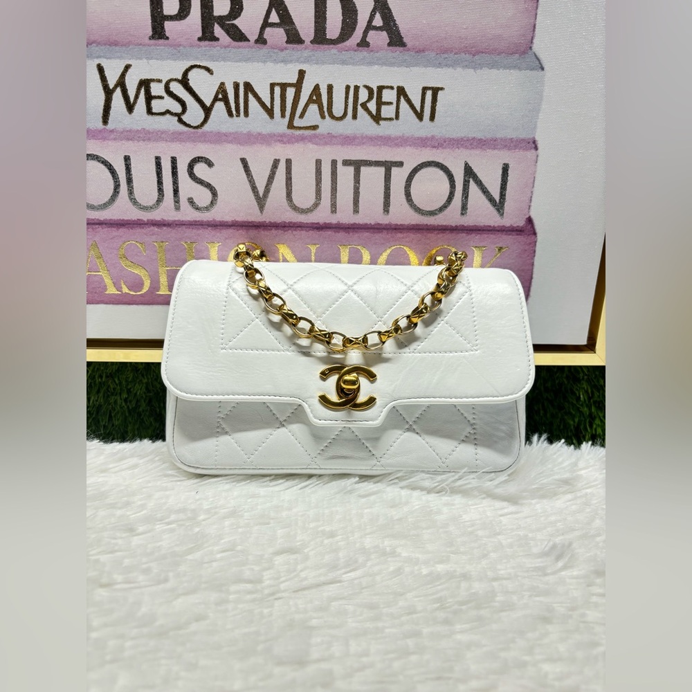 ❤️ Chanel Diana Bijoux Chain Single Flap Vintage Bag 24k Gold A1226EME215